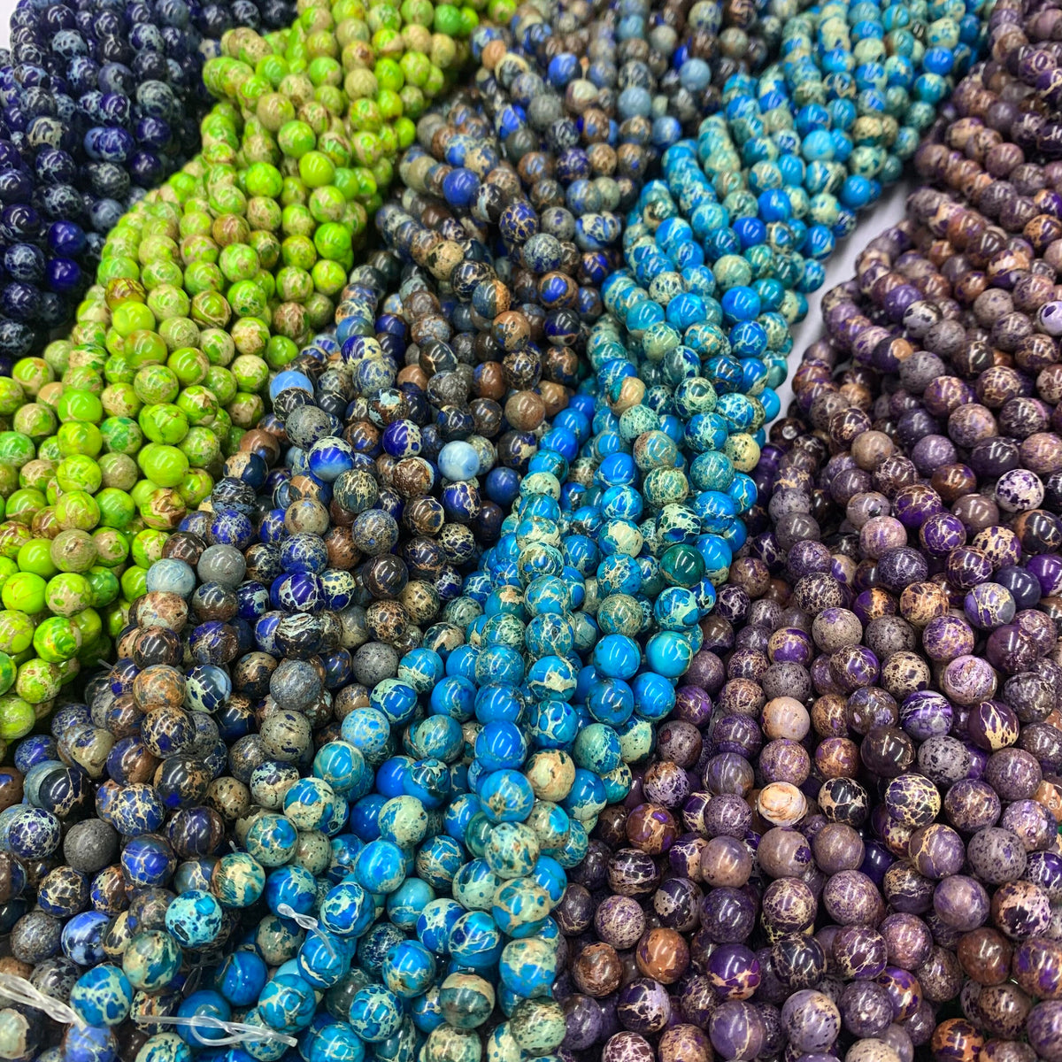 Imperial Jasper Gemstone Beads, Multi Color Sea Sediment Jasper 15.5” Strand