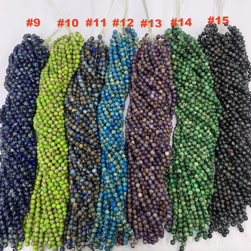 Imperial Jasper Gemstone Beads, Multi Color Sea Sediment Jasper 15.5” Strand