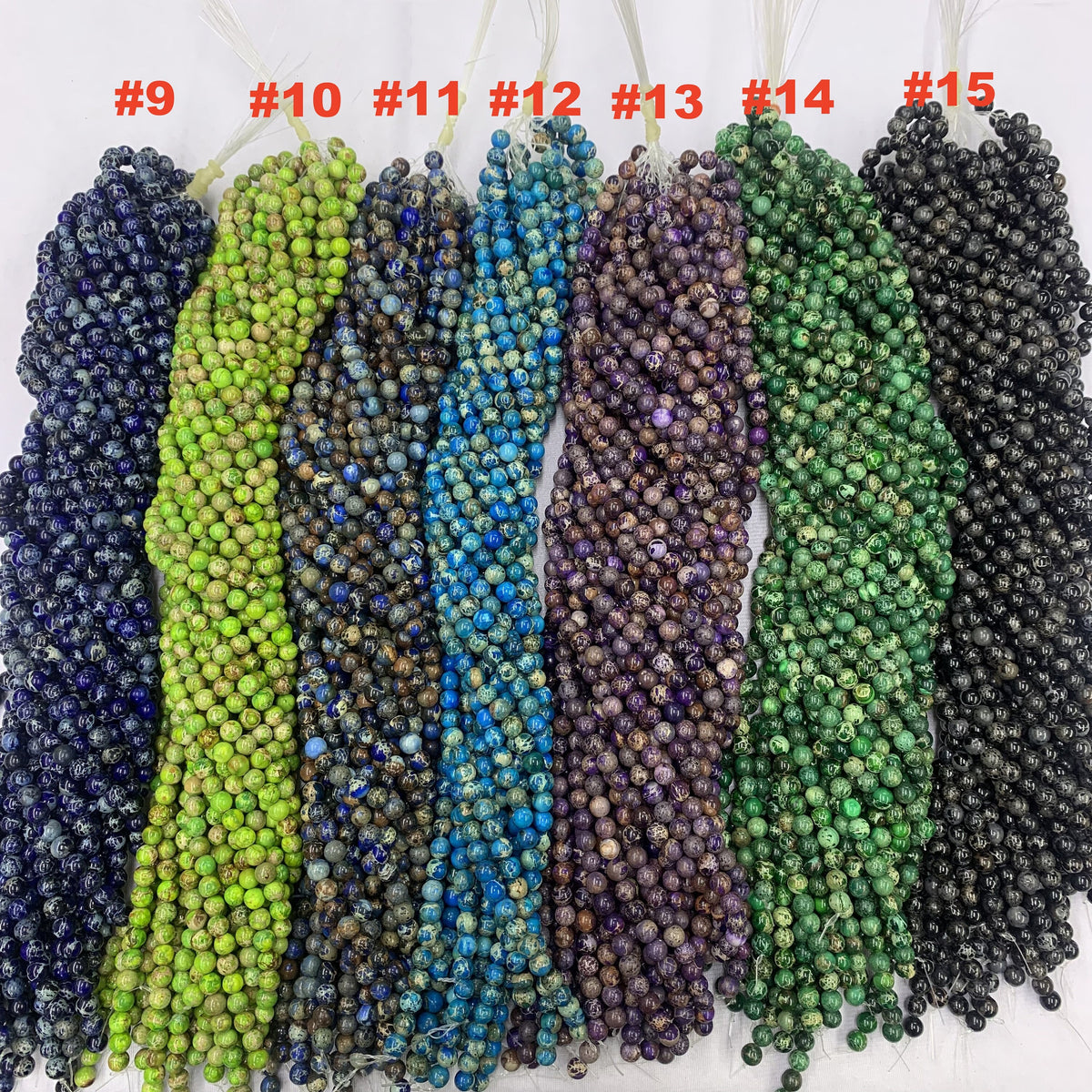 Imperial Jasper Gemstone Beads, Multi Color Sea Sediment Jasper 15.5” Strand