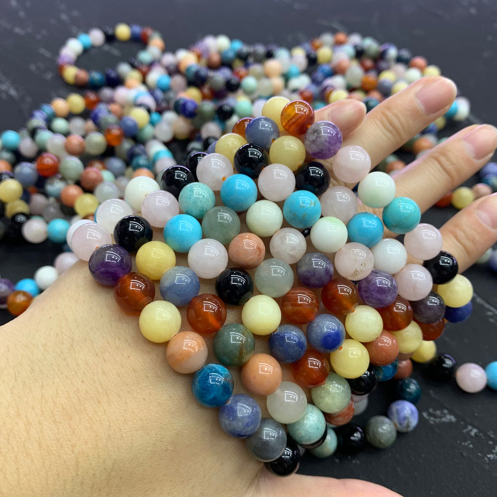 Mixed Natura Crystal Stone Round Bracelet 10mm Multi Color Gemstone Beads Bracelet 1PC Birthday Gifts for Her Grade AAA