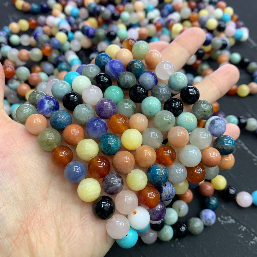 Mixed Natura Crystal Stone Round Bracelet 10mm Multi Color Gemstone Beads Bracelet 1PC Birthday Gifts for Her Grade AAA