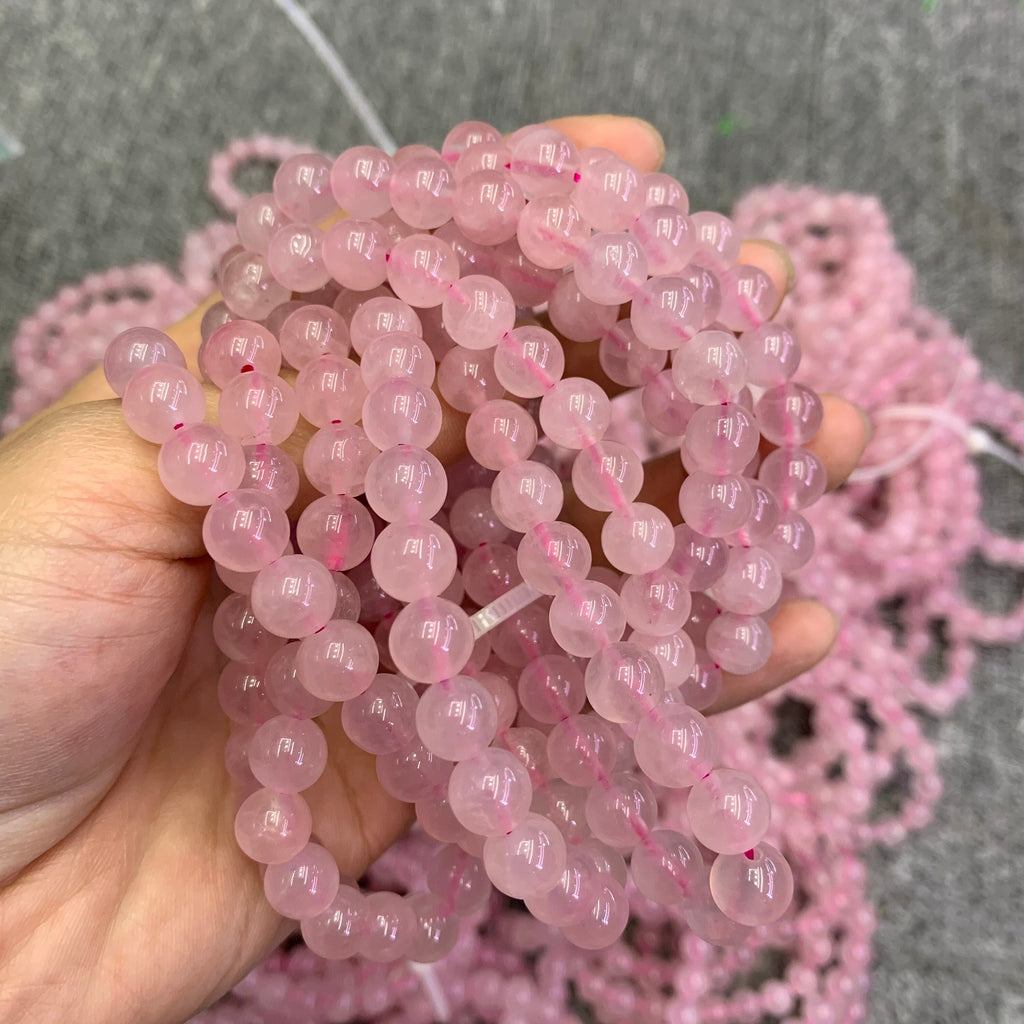 Natura Rose Quartz Round Bracelet 8mm Rose Color Gemstone Beads Bracelet 1PC Birthday Gifts for Women Grade AAA