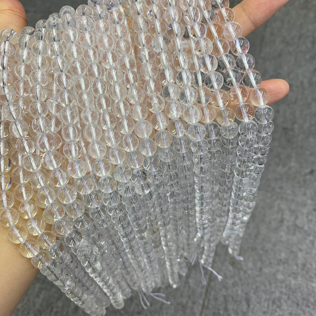Natural Clear Quartz Round Beads, Crystal Beads 6mm 8mm 10mm Gemstone Round Beads Lace Bead 15.5 Inch Strand AAA for DIY Jewelry Making