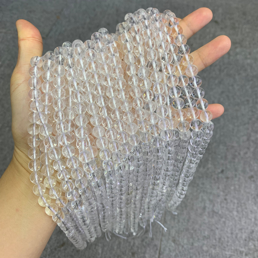 Natural Clear Quartz Round Beads, Crystal Beads 6mm 8mm 10mm Gemstone Round Beads Lace Bead 15.5 Inch Strand AAA for DIY Jewelry Making