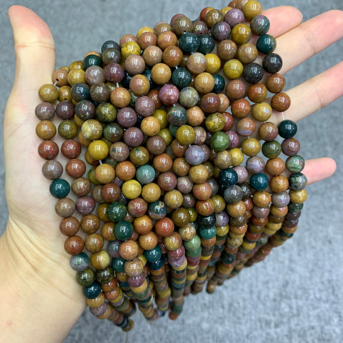 Natural Ocean Jasper Round Bead, Ocean Jasper Stone Beads 6mm 8mm 10mm Gemstone Beads Lace Bead 15.5 Inch Strand AAA for DIY Jewelry Making