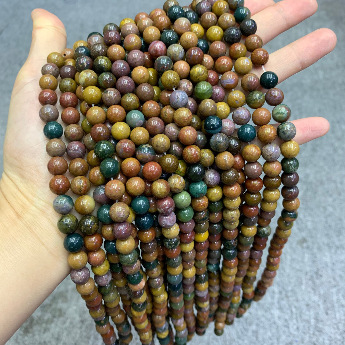 Natural Ocean Jasper Round Bead, Ocean Jasper Stone Beads 6mm 8mm 10mm Gemstone Beads Lace Bead 15.5 Inch Strand AAA for DIY Jewelry Making