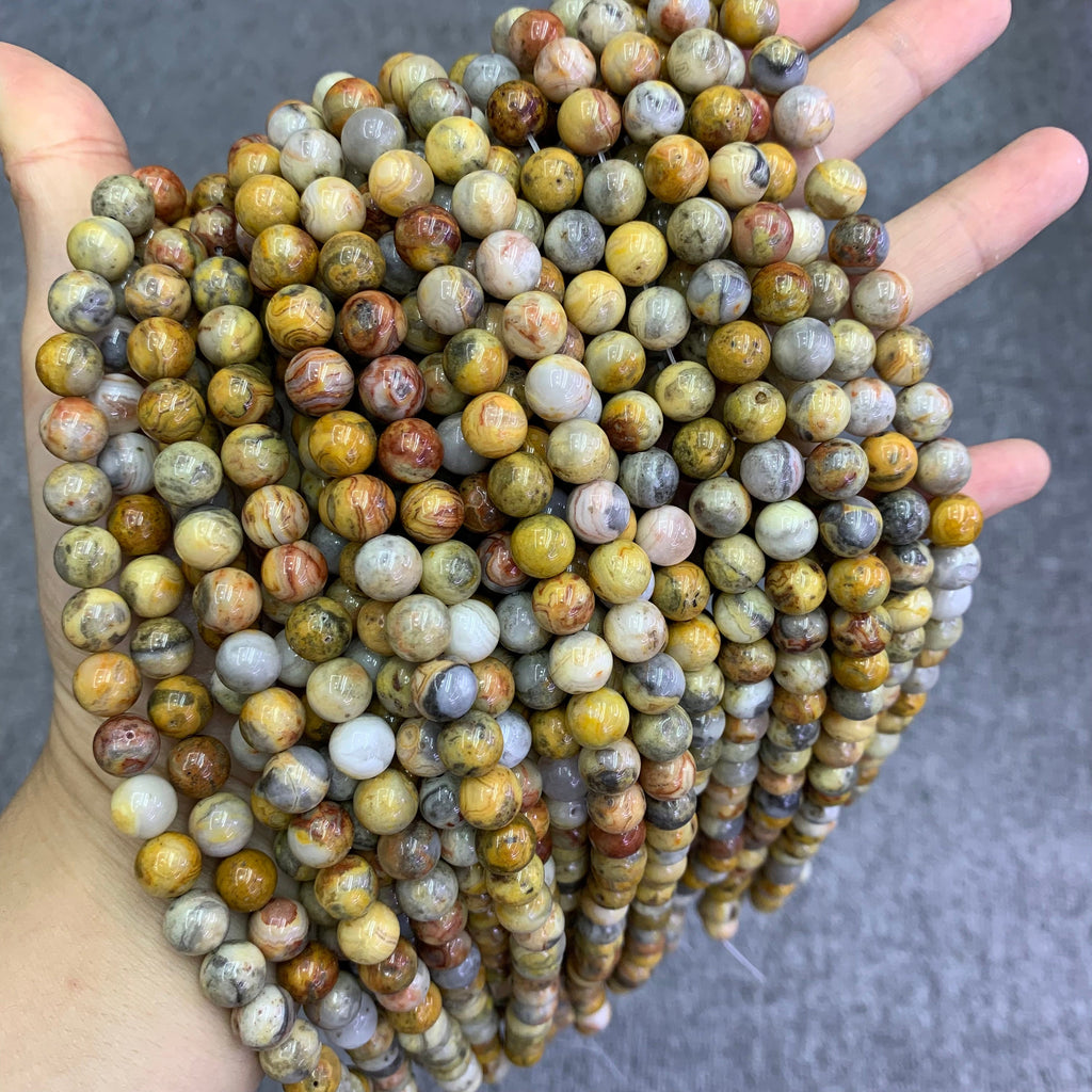Natural Crazy Lace Agate Beads 6mm 8mm 10mm Yellow Gemstone Round Beads Crazy Lace Agate Bead 15.5 Inch Strand AAA