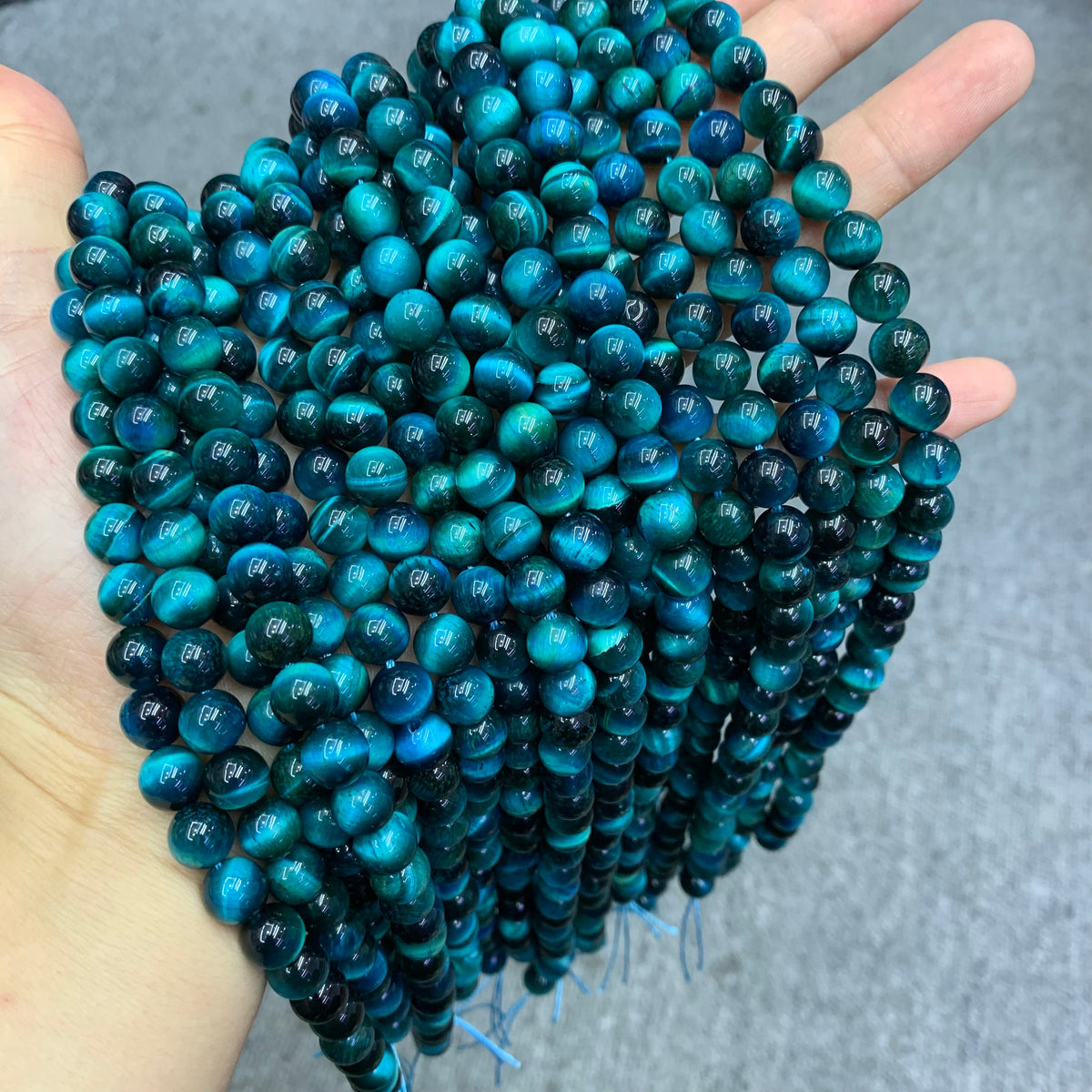 Natural Lake Placid Blue Tiger Eyes Bead 6mm 8mm 10mm Tiger Eye Gemstone Round Beads Lake Blue Tiger Eye Bead 15.5 Inch Strand AAA
