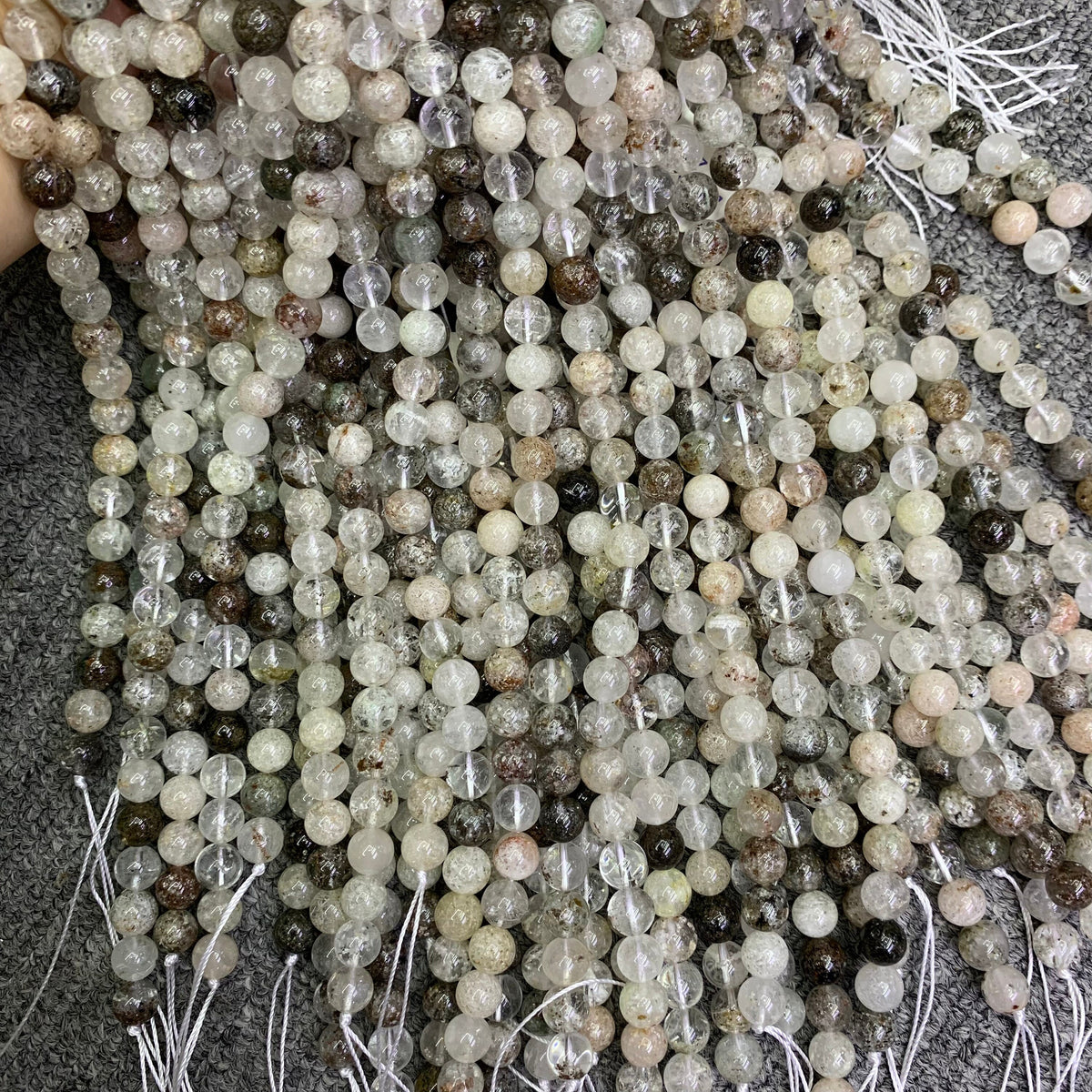 Natural Phontom Quartz Beads 6mm 8mm 10mm Garden Quartz Ghost Crystal Beads Gemstone Round Phontom Beads Lace Bead 15.5 Inch Strand AAA