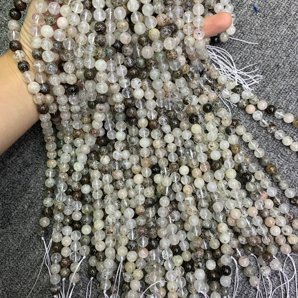 Natural Phontom Quartz Beads 6mm 8mm 10mm Garden Quartz Ghost Crystal Beads Gemstone Round Phontom Beads Lace Bead 15.5 Inch Strand AAA