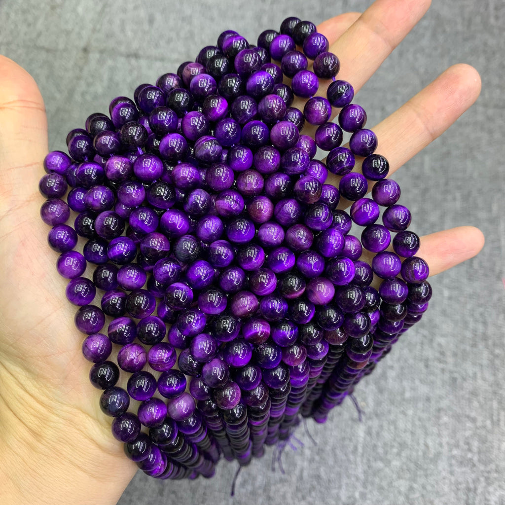 Natural Purple Tiger Eyes Bead 6mm 8mm 10mm Tiger Eye Gemstone Round Beads Purple Tiger Eye Bead 15.5 Inch Strand AAA