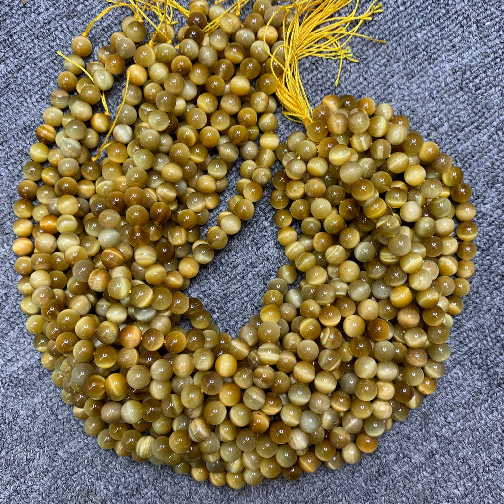 Natural Golden Tiger Eye Beads 6mm 8mm 10mm Gemstone Loose Beads Yellow Color Tiger Eye Bead for DIY Jewelry Making 15.5 Inch AAA