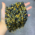 Natural Blue Yellow Tiger Eye Beads 6mm 8mm 10mm Gemstone Loose Beads Blue Yellow Color Tiger Eye Bead for DIY Jewelry Making 15.5 Inch AAA