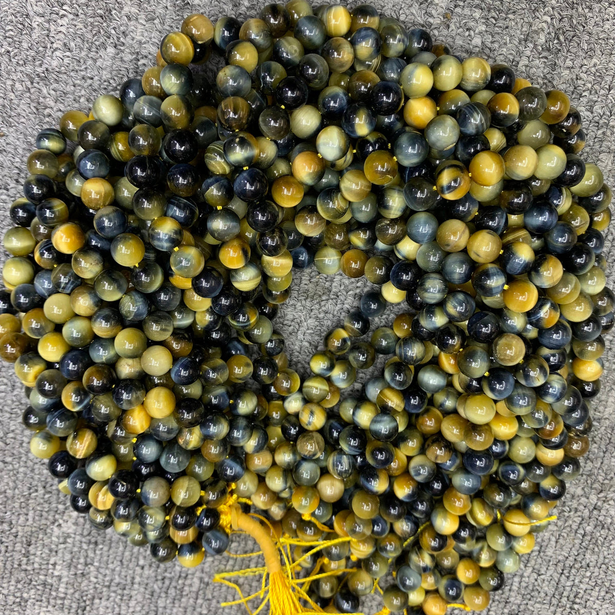 Natural Blue Yellow Tiger Eye Beads 6mm 8mm 10mm Gemstone Loose Beads Blue Yellow Color Tiger Eye Bead for DIY Jewelry Making 15.5 Inch AAA