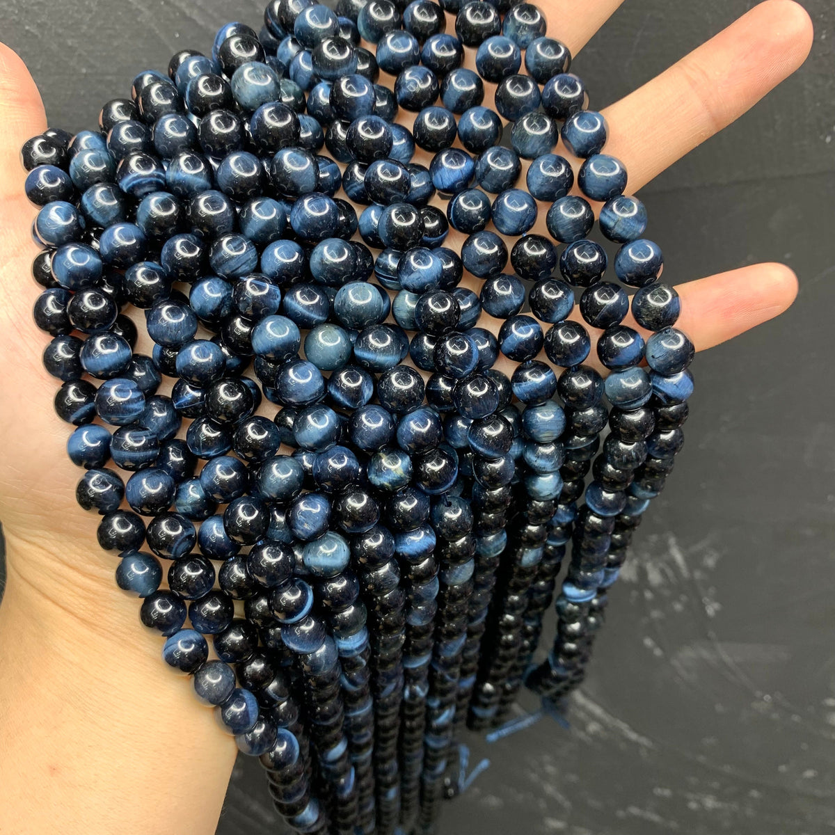 Natural Blue Tiger Eyes Bead 6mm 8mm 10mm Tiger Eye Gemstone Round Beads Blue Tiger Eye Bead 15.5 Inch Strand AAA for Jewelry Making