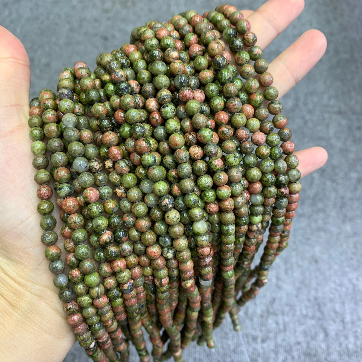 Natural Unakite Beads 6mm 8mm 10mm Green Gemstone Round Beads Loose Round Semi Precious Unakite Bead 15.5 Inch Strand