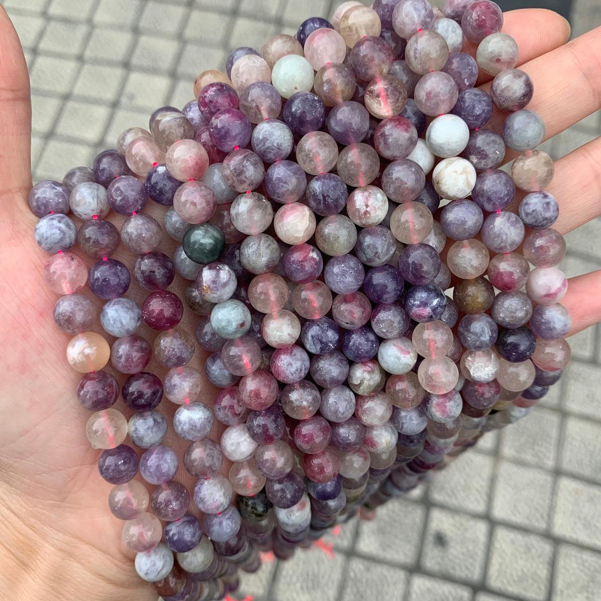 Natural Pink Tourmaline Round Beads 6mm 8mm 10mm Purple Tourmaline Smooth Bead for Jewelry DIY Making Strand 15.5" Garde AAA