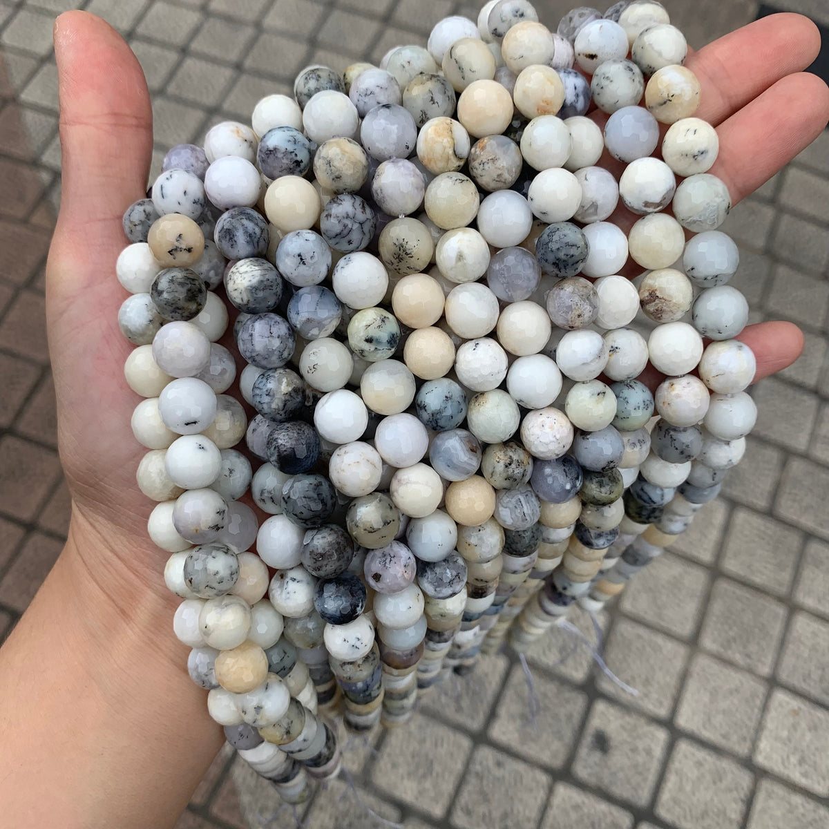 Natural White Opal Faceted beads Round Beads 6mm 8mm 10mm White Opal Bead Faceted Loose Bead for Jewelry DIY Making Strand 15.5" Garde AAA