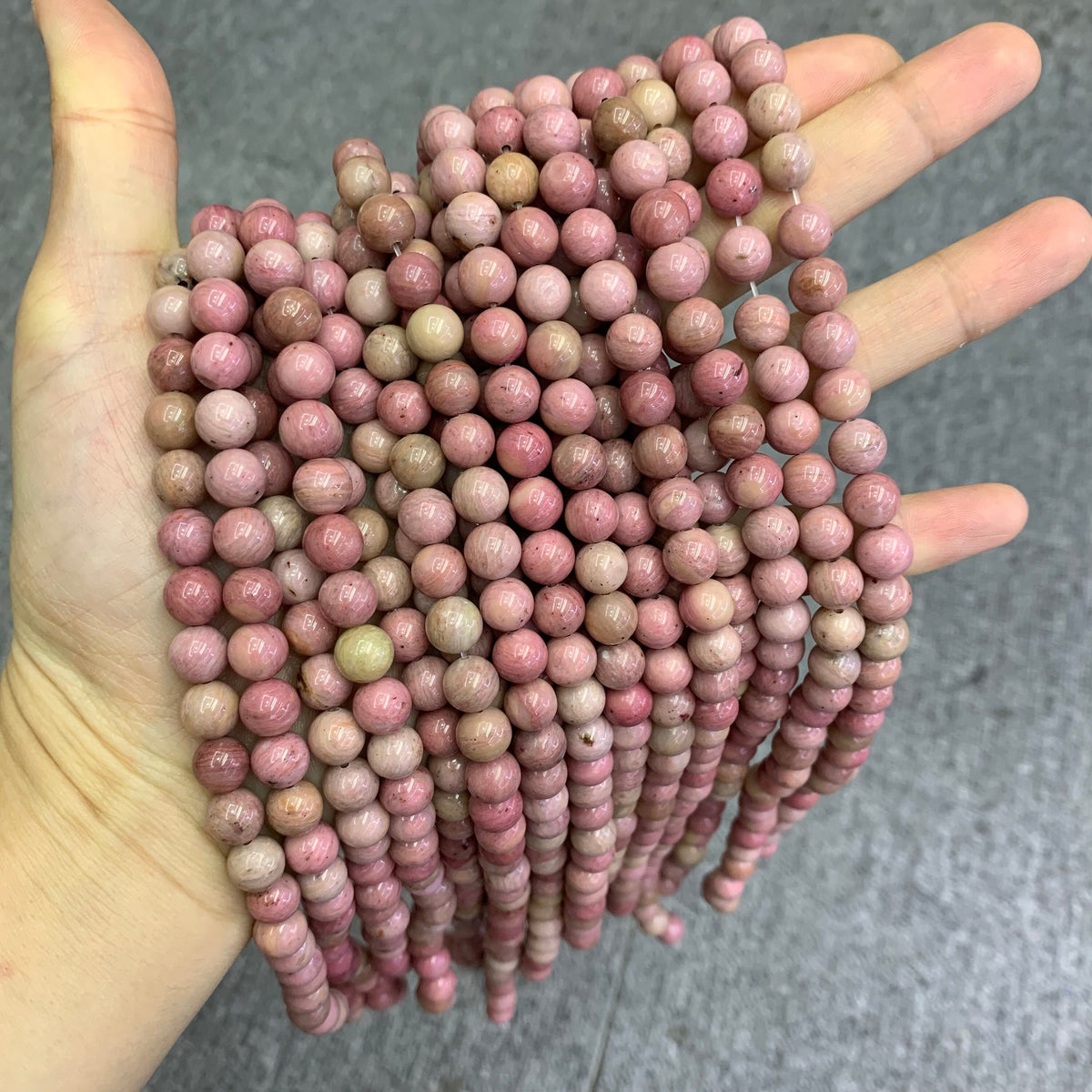 Natural Rhodochrosite Beads 6mm 8mm 10mm Argentina Rhodochrosite Gemstone Round Loose Bead for Jewelry DIY Making Strand 15.5" Garde AAA
