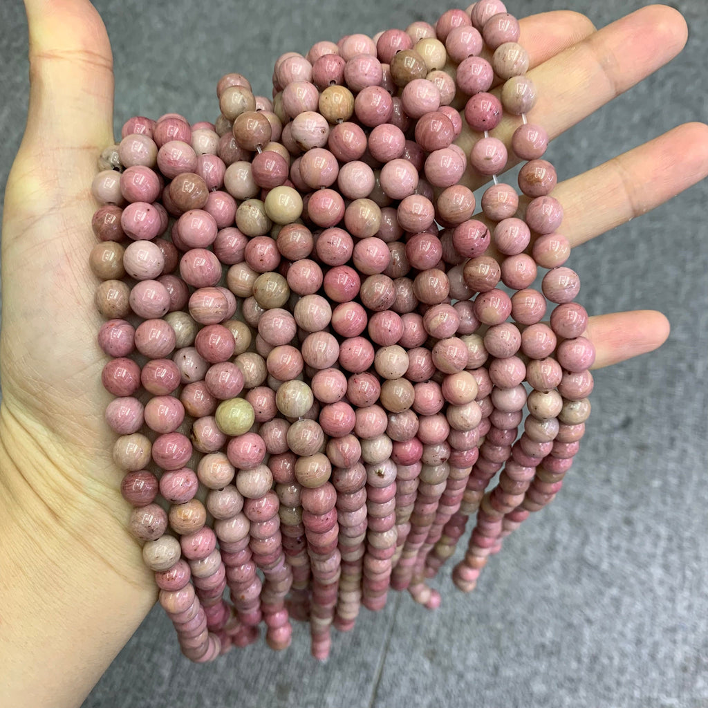 Natural Rhodochrosite Beads 6mm 8mm 10mm Argentina Rhodochrosite Gemstone Round Loose Bead for Jewelry DIY Making Strand 15.5" Garde AAA