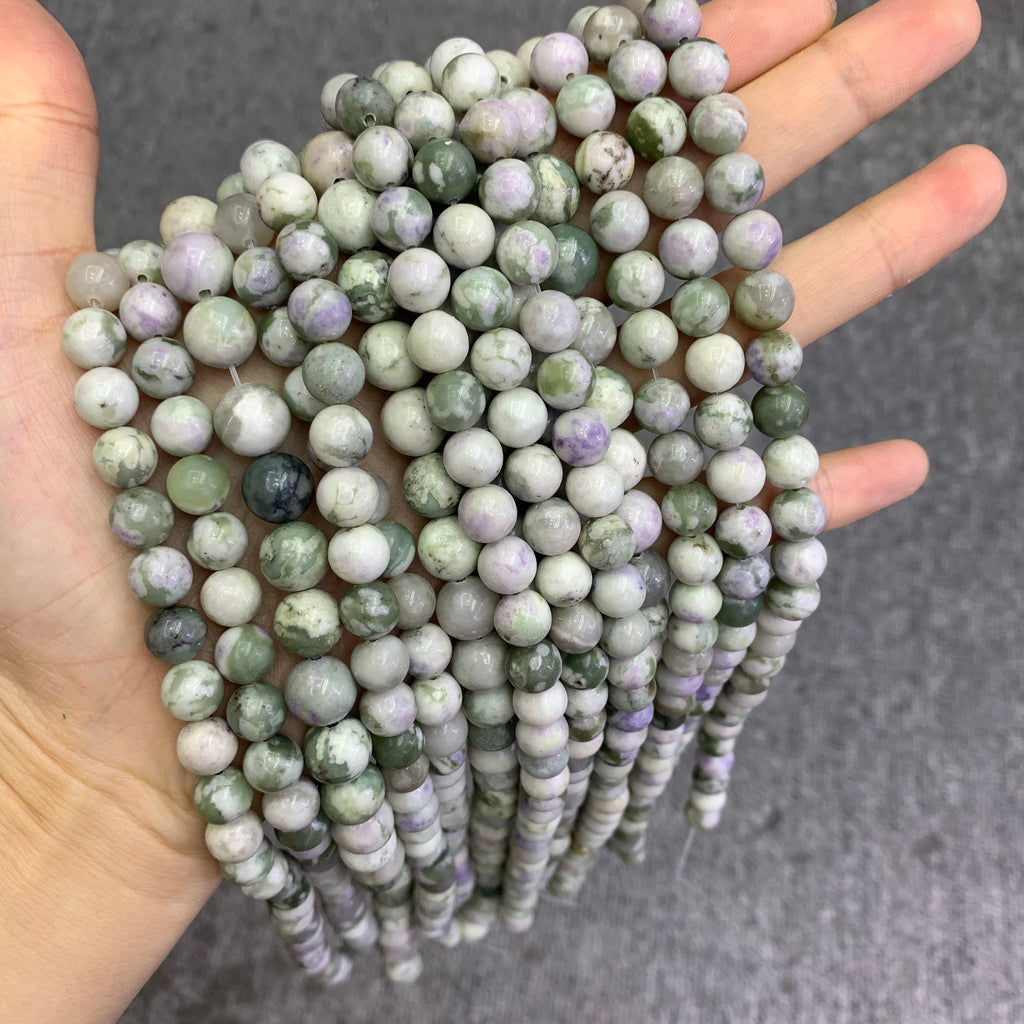 Natural Poppy Jasper Beads 6mm 8mm 10mm Beads Gemstone Round Loose Green White Color Bead for Jewelry DIY Making Strand 15.5" Garde AAA