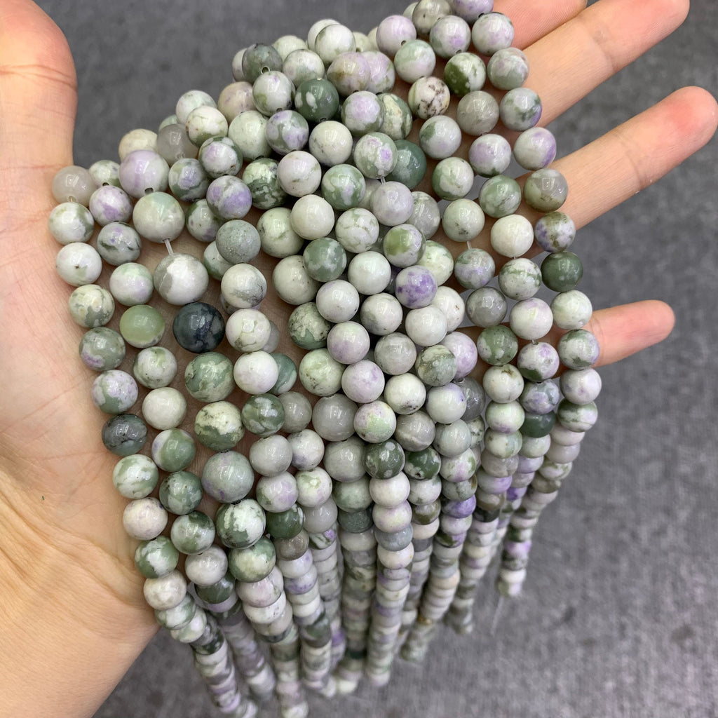 Natural Poppy Jasper Beads 6mm 8mm 10mm Beads Gemstone Round Loose Green White Color Bead for Jewelry DIY Making Strand 15.5" Garde AAA