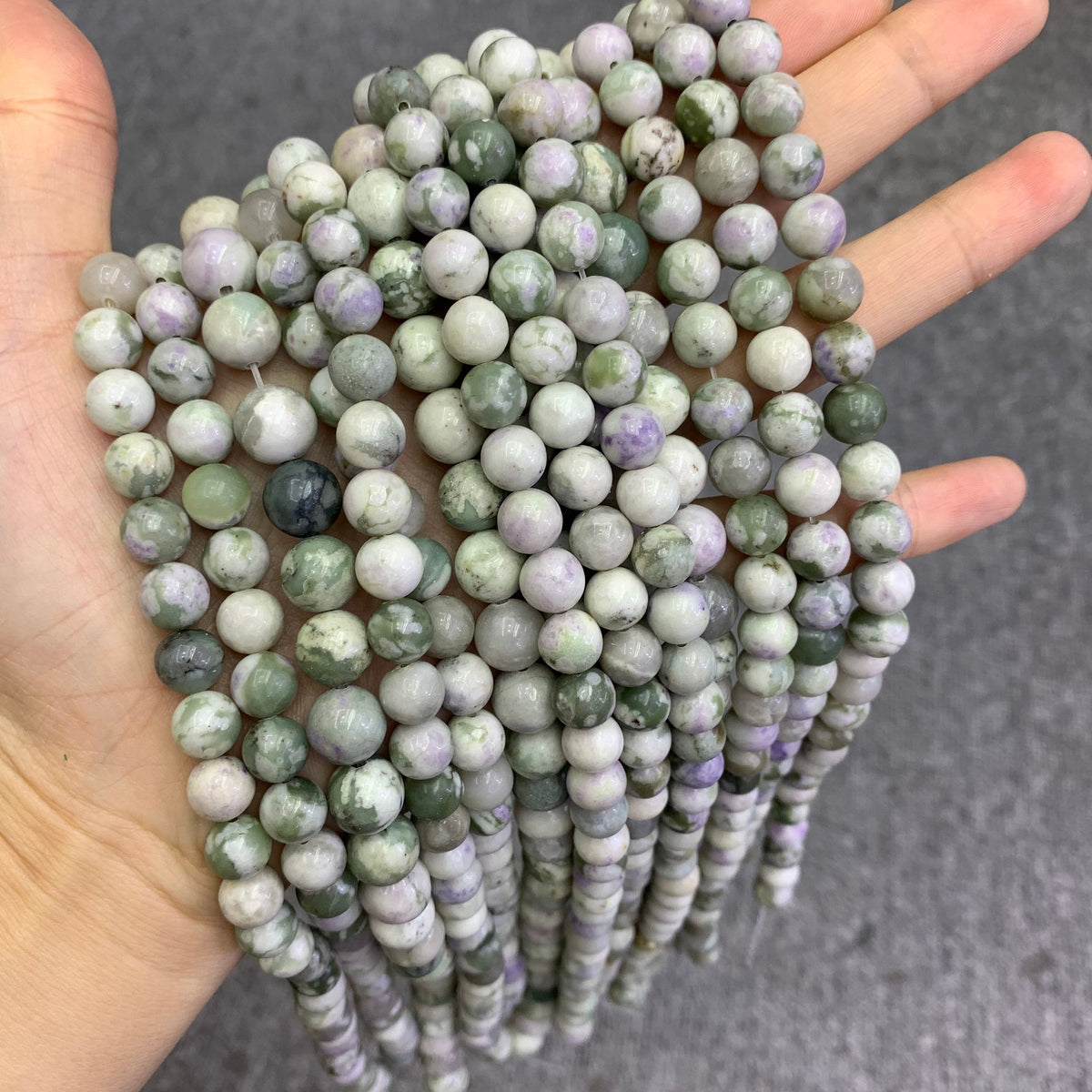 Natural Poppy Jasper Beads 6mm 8mm 10mm Beads Gemstone Round Loose Green White Color Bead for Jewelry DIY Making Strand 15.5" Garde AAA