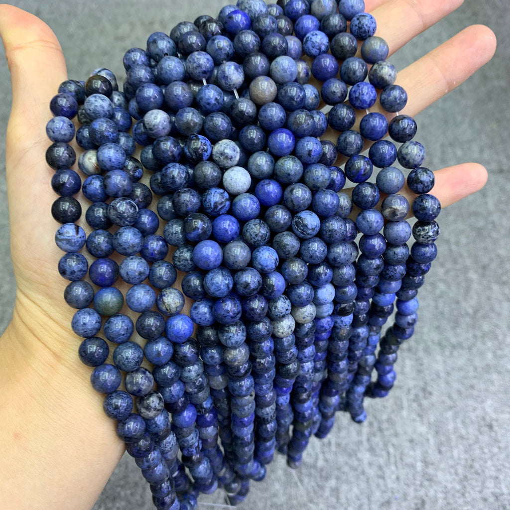 Natural Dumortierite Beads 6mm 8mm 10mm Beads Gemstone Round Loose Blue Color Bead for Jewelry DIY Making Strand 15.5" Garde AAA