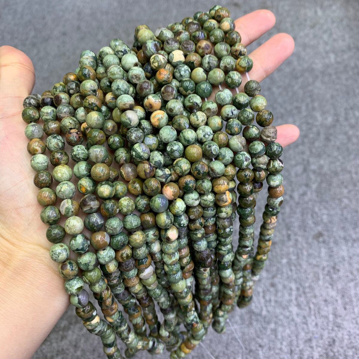 Natural Rhyolite Jasper Beads 6mm 8mm 10mm Gemstone Round Loose Rhyolite Stone Beads for Jewelry DIY Making Strand 15.5" Garde AAA