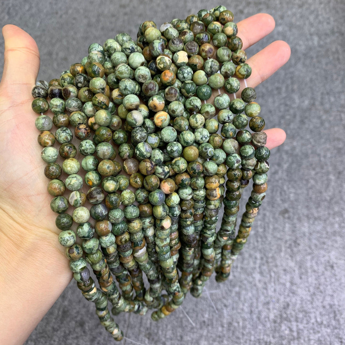 Natural Rhyolite Jasper Beads 6mm 8mm 10mm Gemstone Round Loose Rhyolite Stone Beads for Jewelry DIY Making Strand 15.5" Garde AAA