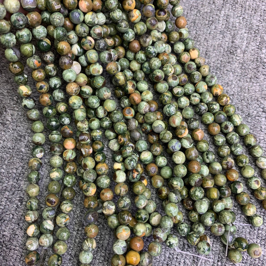 Natural Rhyolite Jasper Beads 6mm 8mm 10mm Gemstone Round Loose Rhyolite Stone Beads for Jewelry DIY Making Strand 15.5" Garde AAA
