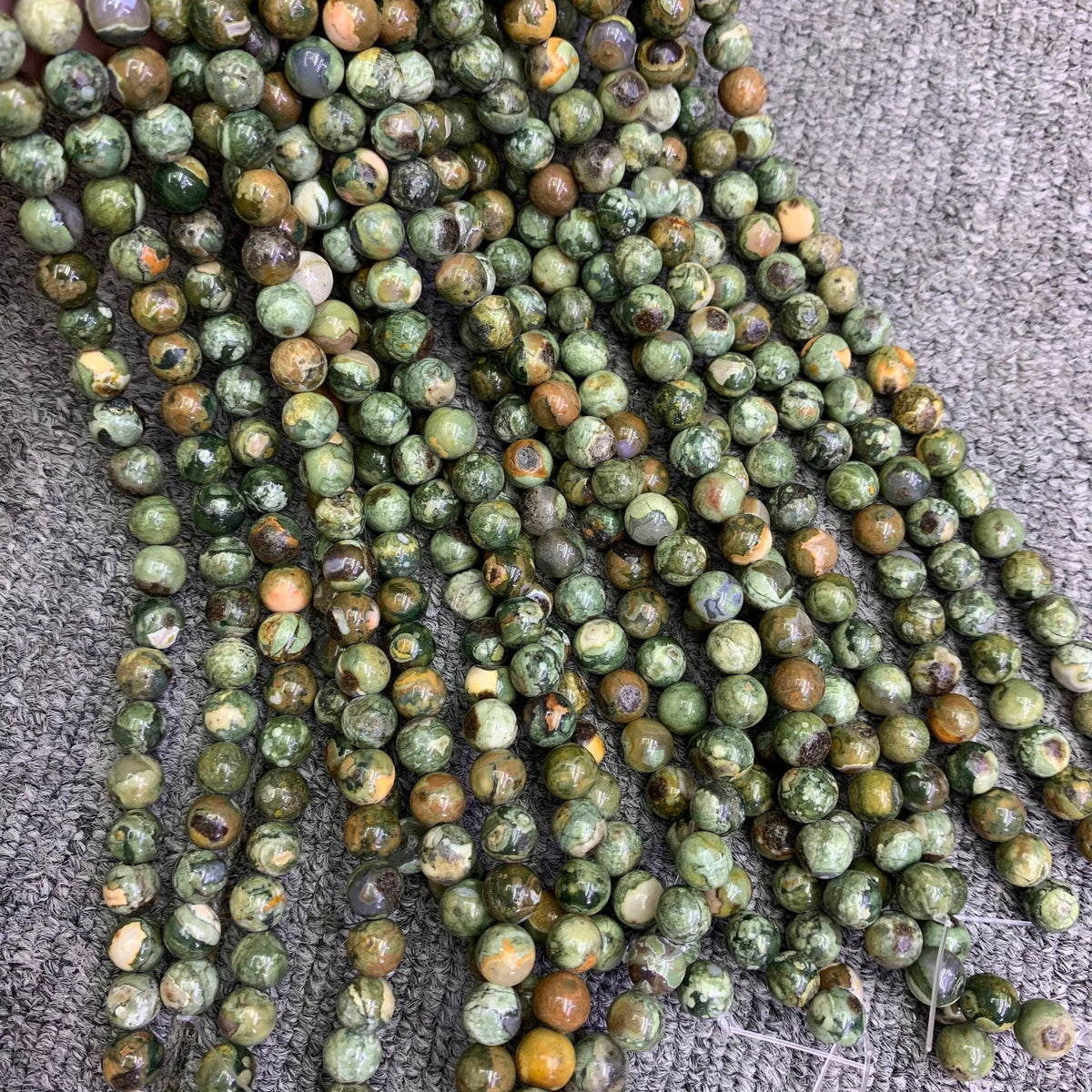Natural Rhyolite Jasper Beads 6mm 8mm 10mm Gemstone Round Loose Rhyolite Stone Beads for Jewelry DIY Making Strand 15.5" Garde AAA