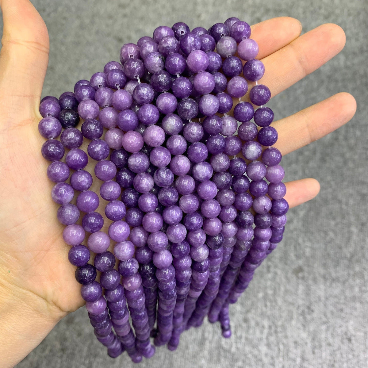 Natural Purple Lepidolite Beads 6mm 8mm 10mm Gemstone Round Loose Lepidolite Stone Beads for Jewelry DIY Making Strand 15.5" Garde AAA
