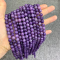 Natural Purple Lepidolite Beads 6mm 8mm 10mm Gemstone Round Loose Lepidolite Stone Beads for Jewelry DIY Making Strand 15.5" Garde AAA