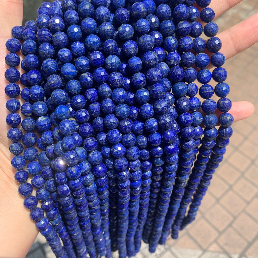 Natural Lapis Round Beads 8mm Gemstone Round Loose Lapis Stone Beads for Jewelry DIY Making Strand 15.5" Garde AAA
