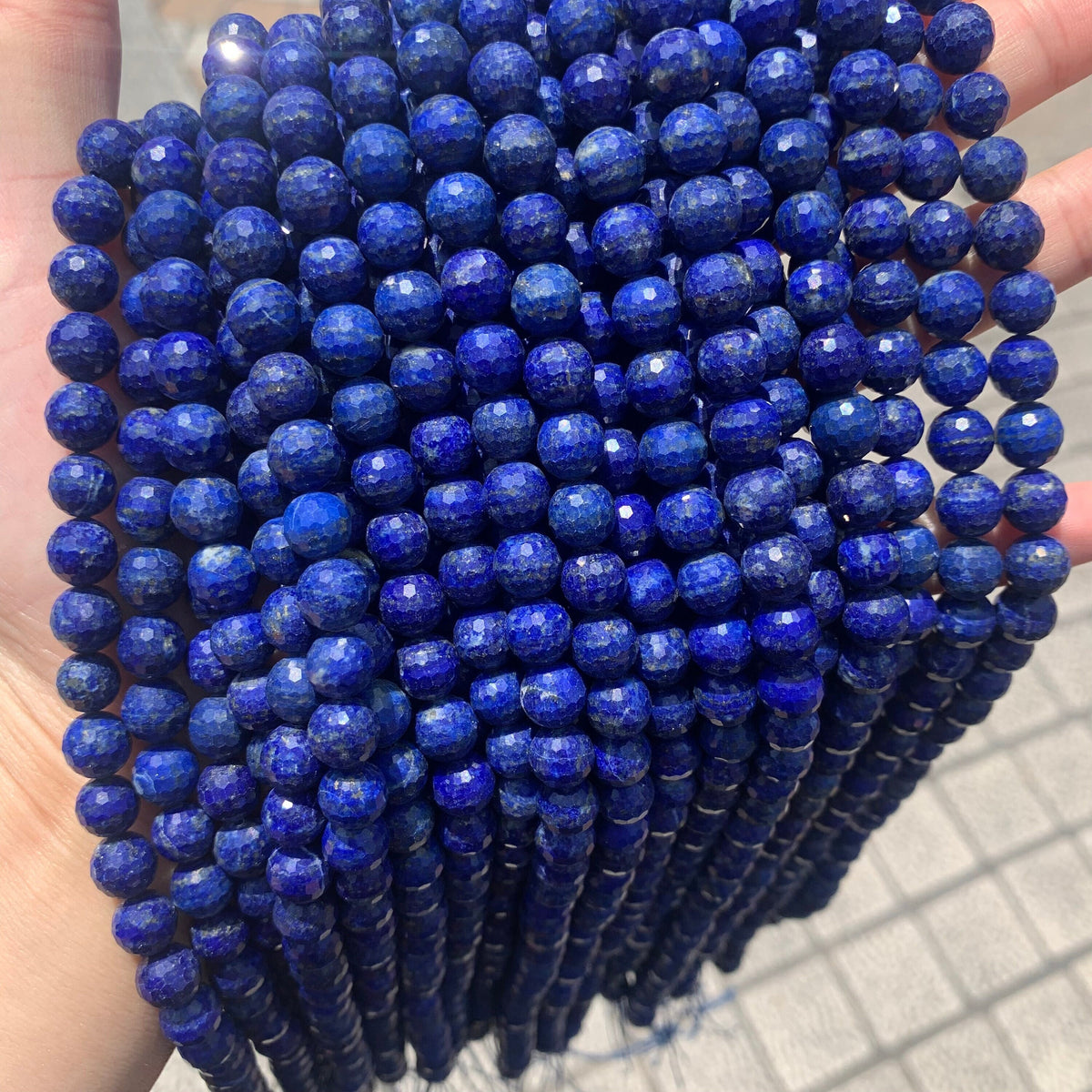 Natural Lapis Round Beads 8mm Gemstone Round Loose Lapis Stone Beads for Jewelry DIY Making Strand 15.5" Garde AAA