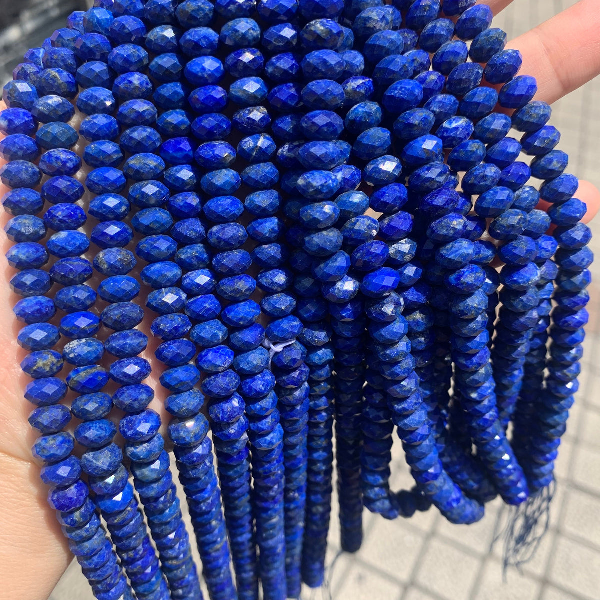 Natural Faceted Blue Lapis Rondelle Beads 5mm*8mm Gemstone Rondelle Loose Lapis Stone Beads for Jewelry DIY Making Strand 15.5" Garde AAA