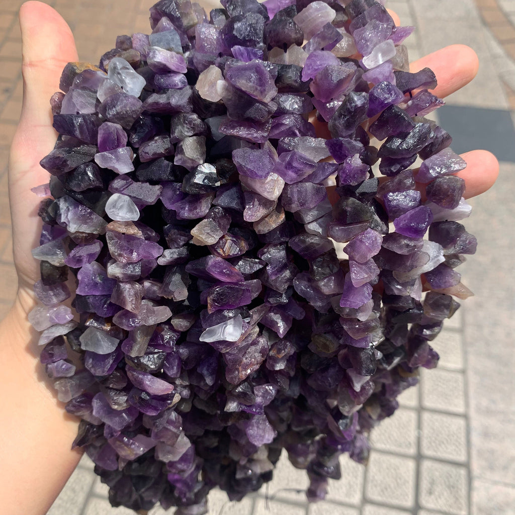 Natural Raw Amethyst Irregular Shape Stone Rock Amethyst Charm Supplies for Jewelry DIY Purple Amethyst Gemstone Strand 15.5"
