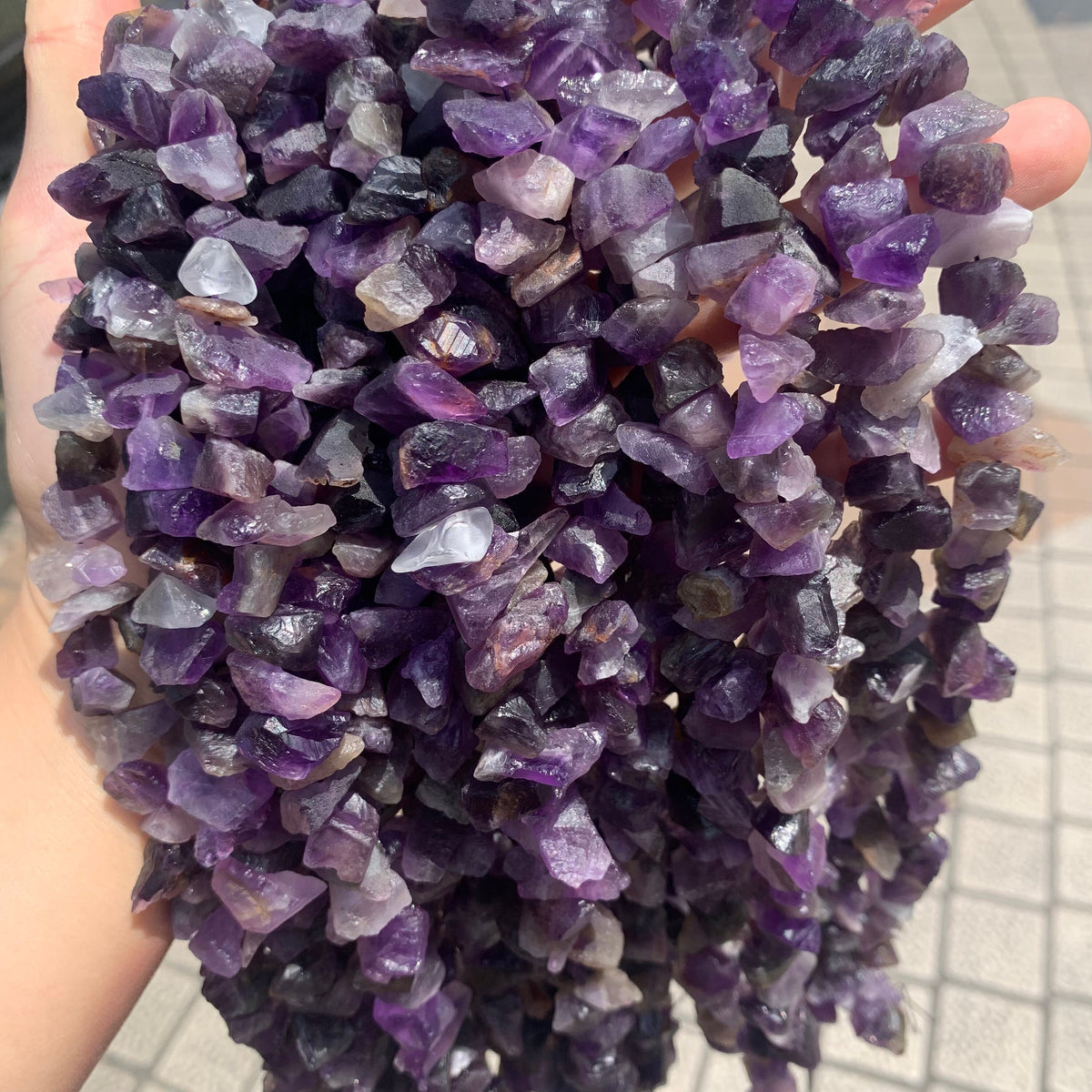 Natural Raw Amethyst Irregular Shape Stone Rock Amethyst Charm Supplies for Jewelry DIY Purple Amethyst Gemstone Strand 15.5"