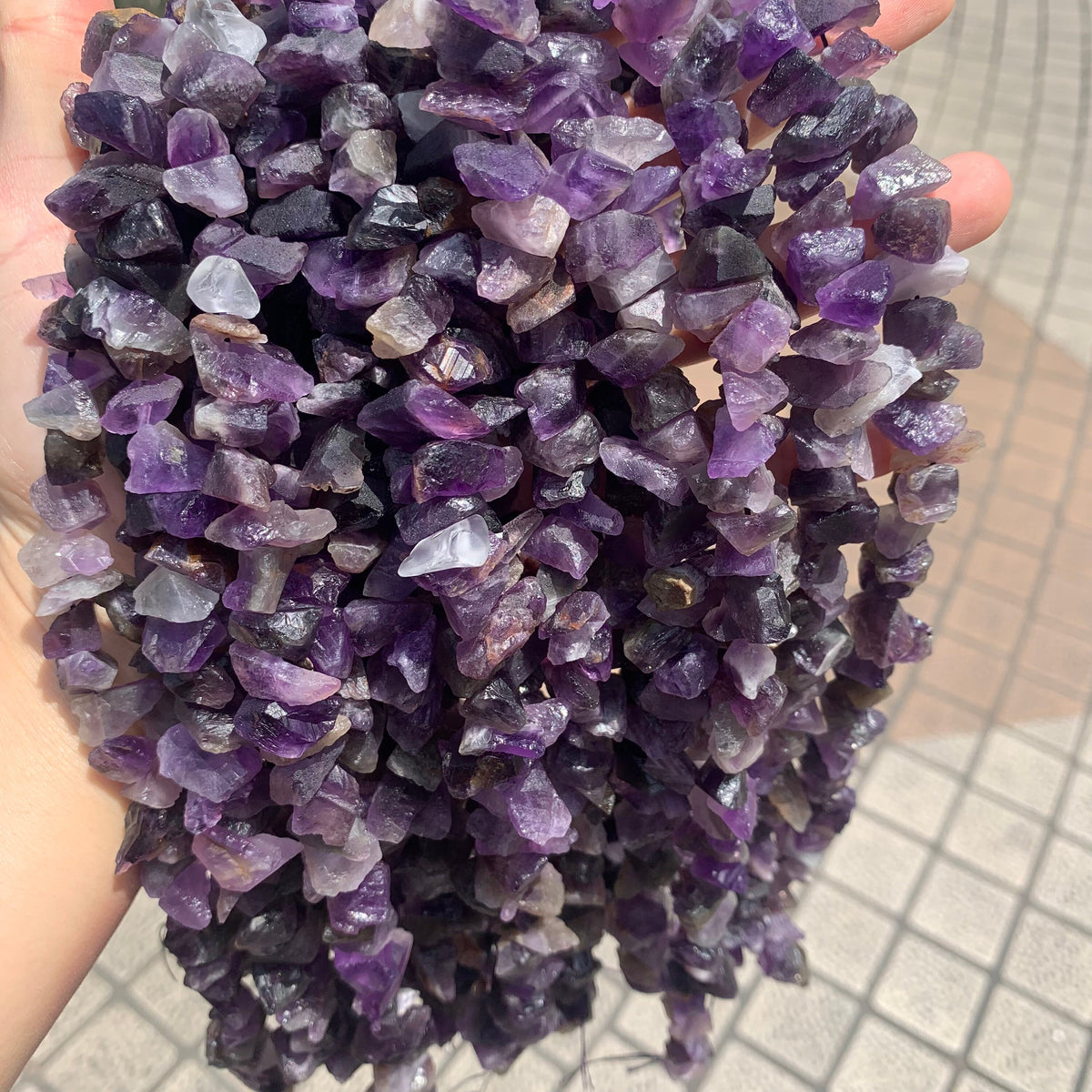 Natural Raw Amethyst Irregular Shape Stone Rock Amethyst Charm Supplies for Jewelry DIY Purple Amethyst Gemstone Strand 15.5"