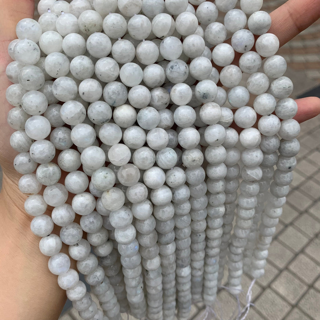 Natural Rainbow Moonstone Beads 4mm 6mm 7mm 10mm Moonstone White Gemstone Loose Beads for Jewelry Making Grade AAA 15.5 Inch Strand
