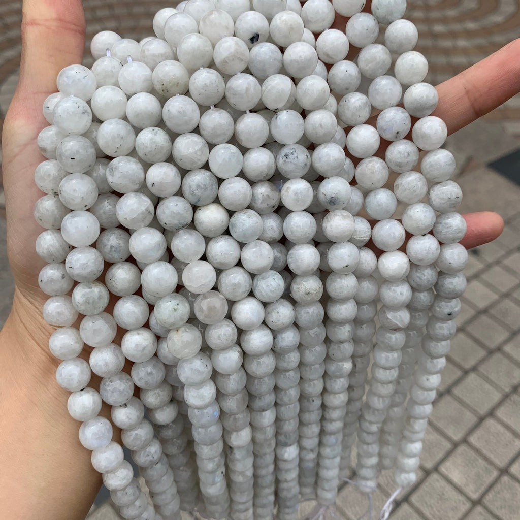 Natural Rainbow Moonstone Beads 4mm 6mm 7mm 10mm Moonstone White Gemstone Loose Beads for Jewelry Making Grade AAA 15.5 Inch Strand