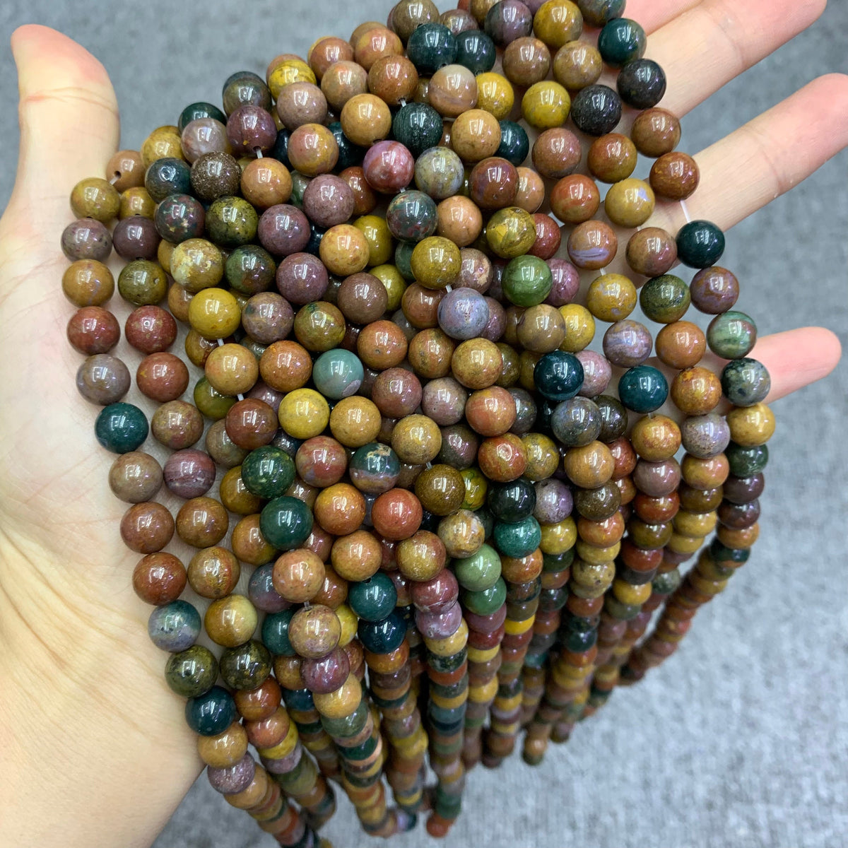 Natural Ocean Jasper Round Bead, Ocean Jasper Stone Beads 6mm 8mm 10mm Gemstone Beads Lace Bead 15.5 Inch Strand AAA for DIY Jewelry Making