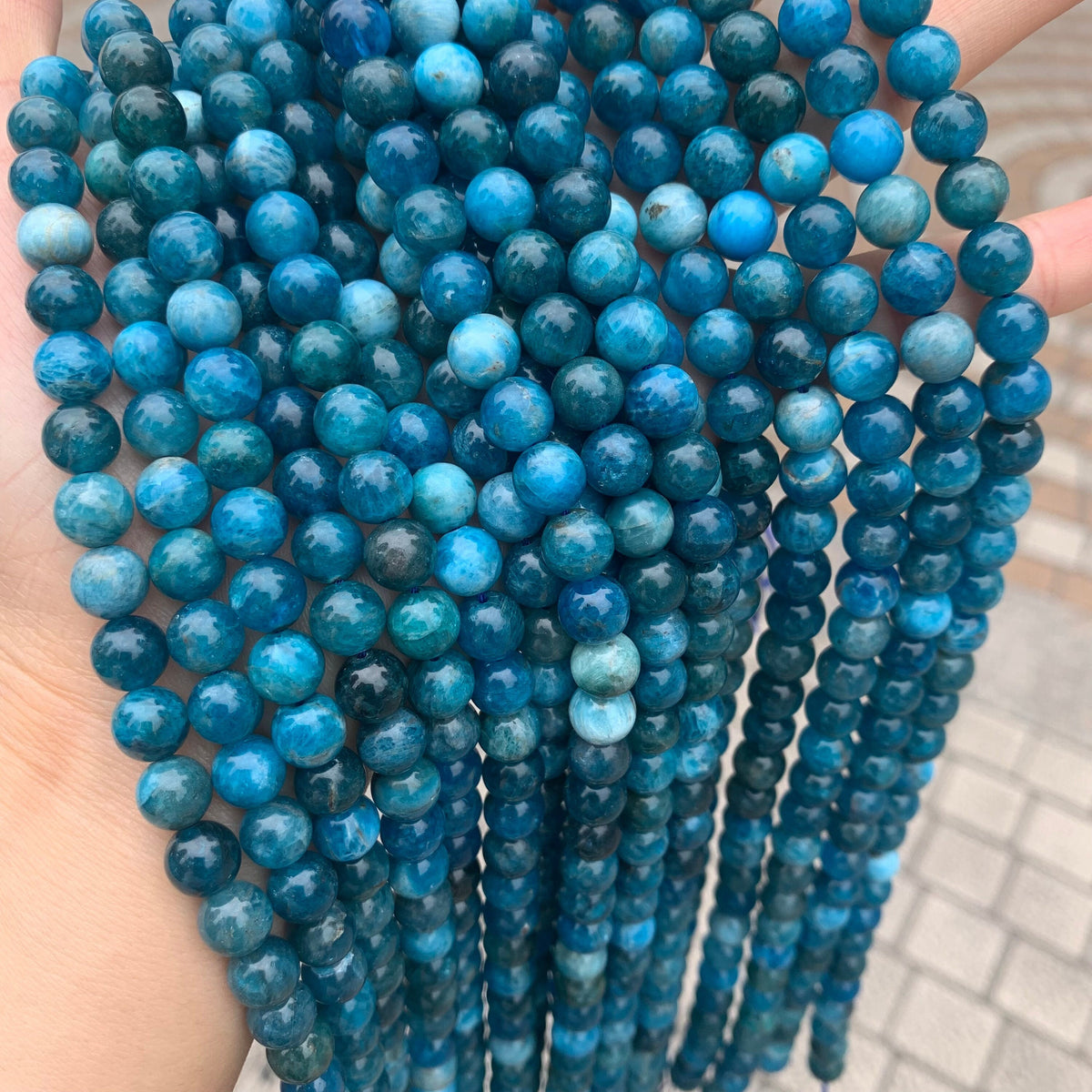 Natural Apatite Loose Round Beads,Blue Apatite Stone Beads 6mm 8mm 10mm Gemstone Beads Lace Bead 15.5 Inch Strand AAA for DIY Jewelry Making