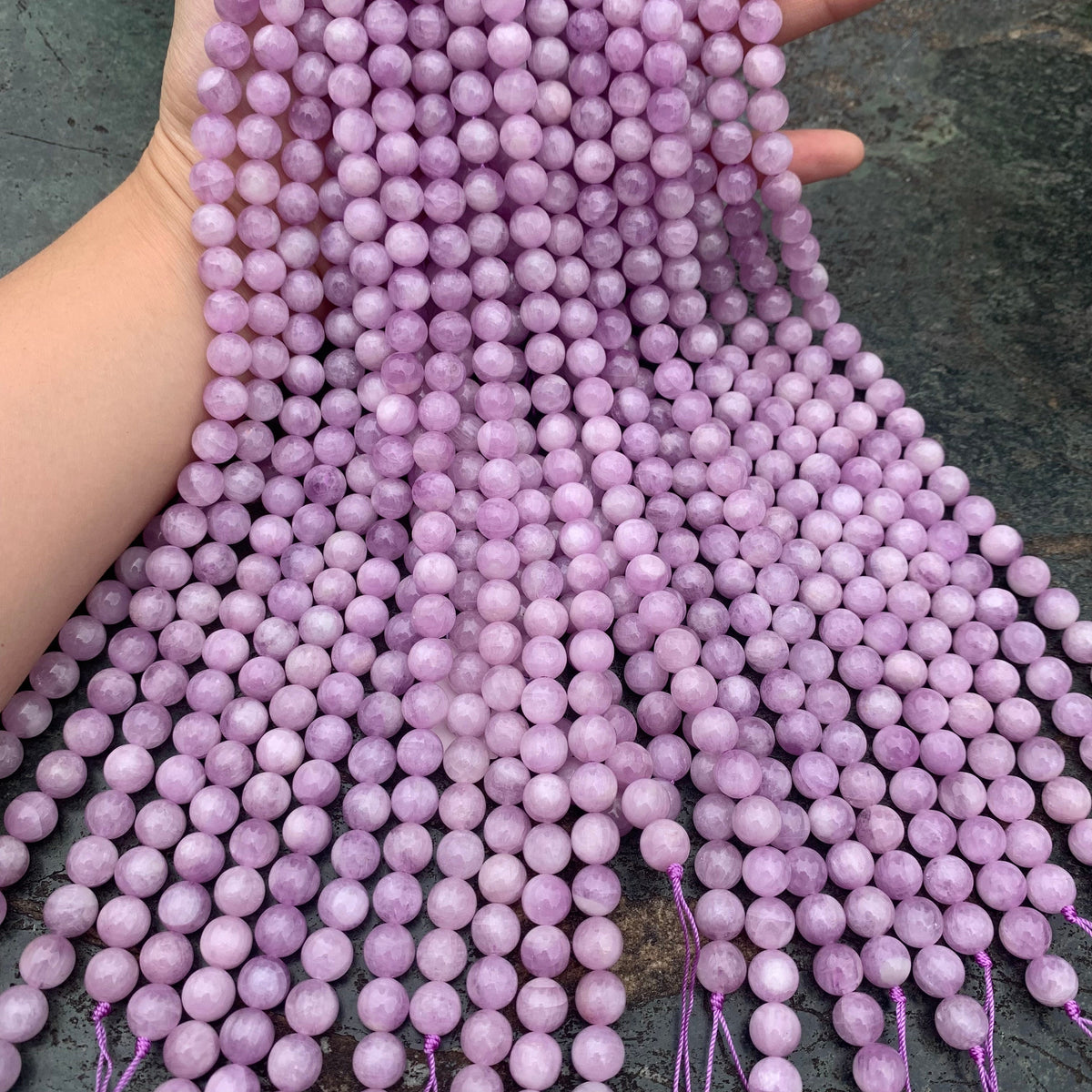Natural Kunzite Loose Round Beads,Purple Kunzite Beads 7mm 8mm 9mm Gemstone Beads Lace Bead 15.5 Inch Strand AAA for DIY Jewelry Making