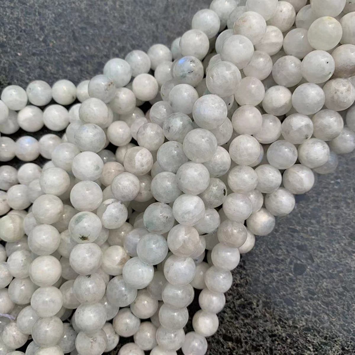 Natural Rainbow Moonstone Beads 4mm 6mm 7mm 10mm Moonstone White Gemstone Loose Beads for Jewelry Making Grade AAA 15.5 Inch Strand