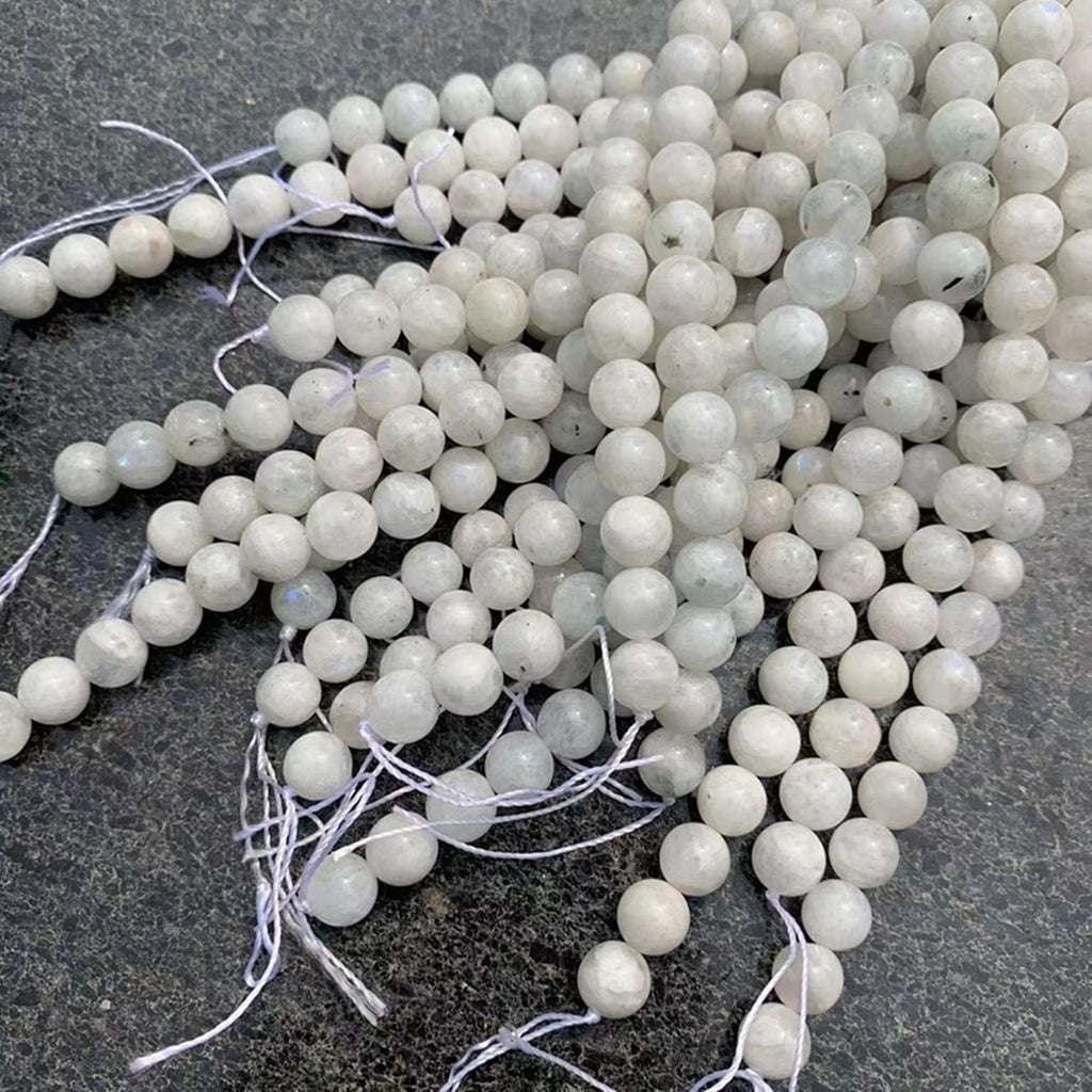 Natural Rainbow Moonstone Beads 4mm 6mm 7mm 10mm Moonstone White Gemstone Loose Beads for Jewelry Making Grade AAA 15.5 Inch Strand