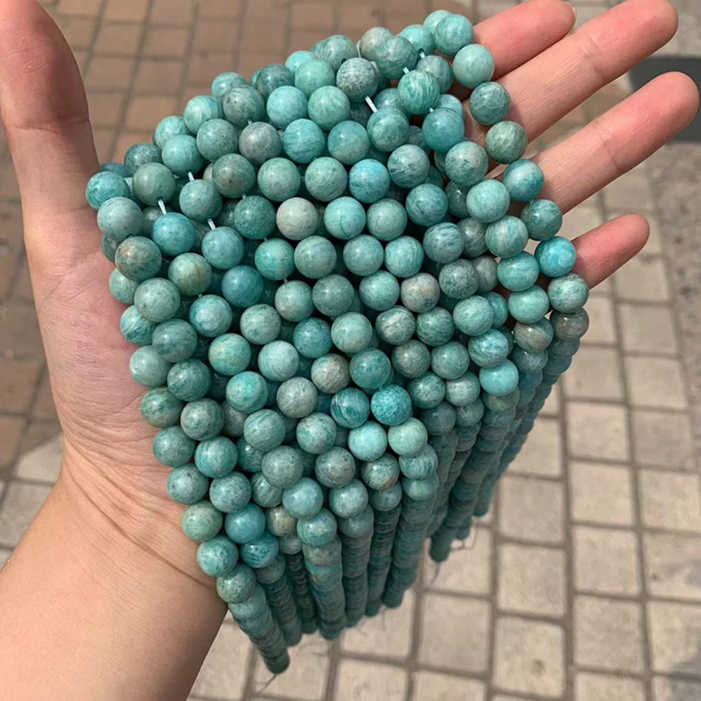 Natural Amazonite Beads 10mm Beads Gemstone Round Loose Green Amazonite Bead for Jewelry DIY Making Strand 15.5" Garde AAA