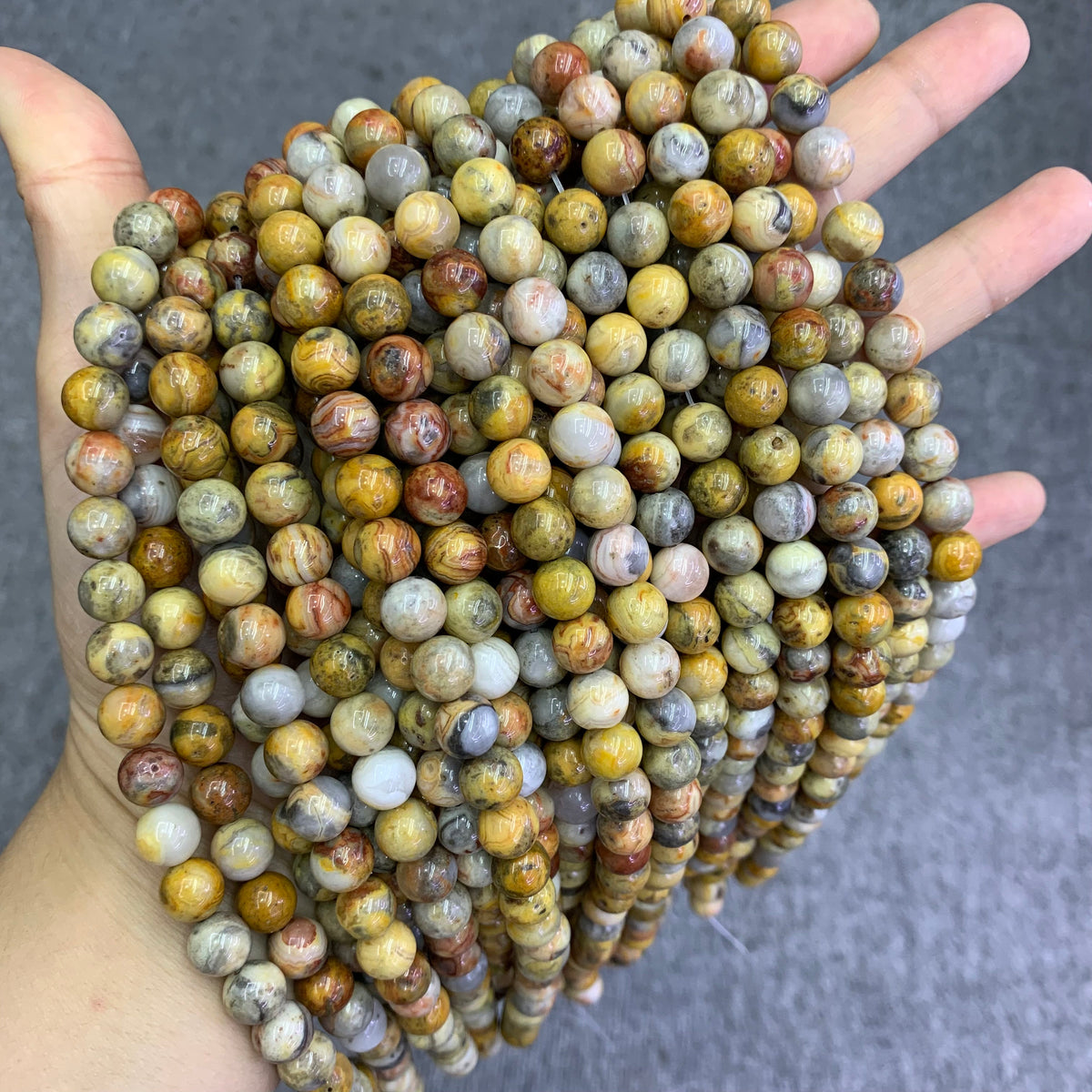 Natural Crazy Lace Agate Beads 6mm 8mm 10mm Yellow Gemstone Round Beads Crazy Lace Agate Bead 15.5 Inch Strand AAA