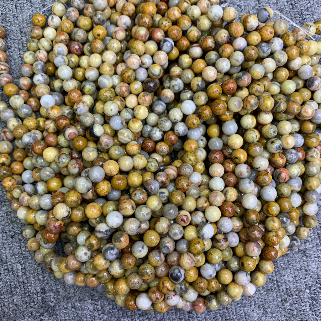 Natural Crazy Lace Agate Beads 6mm 8mm 10mm Yellow Gemstone Round Beads Crazy Lace Agate Bead 15.5 Inch Strand AAA